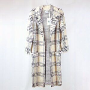 CYRUS | OPEN PLAID MINK COAT INCREDIBLY SOFT W/POCKETS VANILLA/MAHOGANY SIZE S